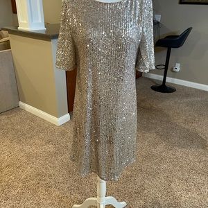 Gold sequin holiday dress
